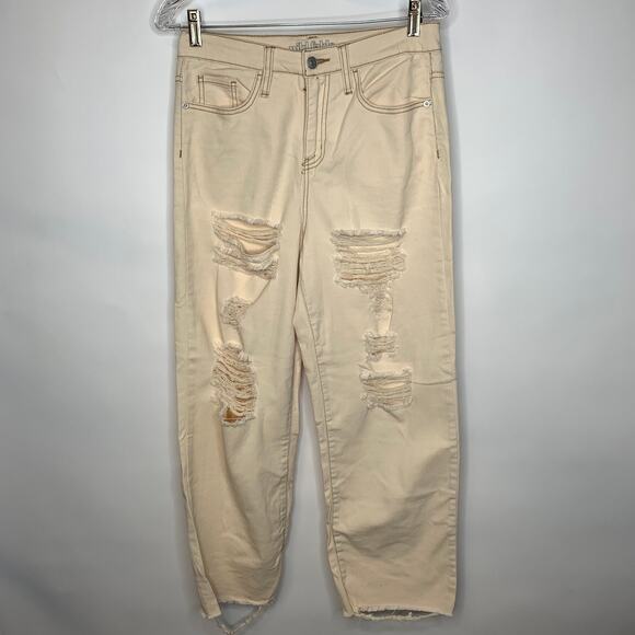 Wild Fable Cream Distressed High Rise Skater Jeans Sz 4 - Picture 2 of 11
